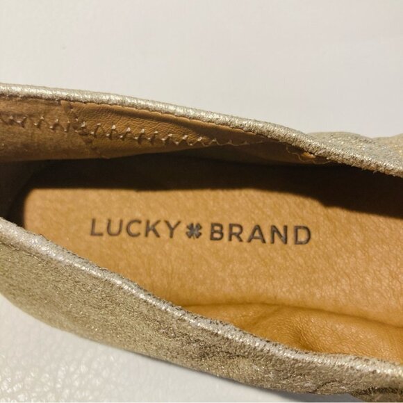 LUCKY BRAND Sz 8 Gold Ballet Elasticized Sides for Comfort Fit Slip On Flats NWT - Picture 3 of 11